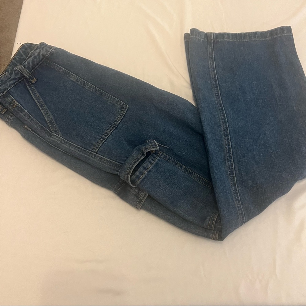 Cali 1850 High Waisted Cargo Barrel Denim Jeans size 0